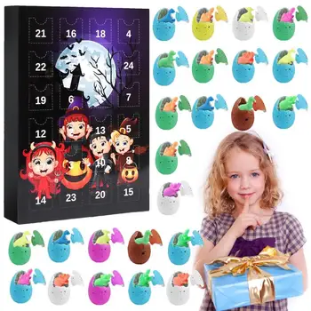 Адвент-календарь на Хэллоуин, обратный отсчет вылупления яиц динозавров, 24 дня, украшения для вечеринки с динозаврами, Рождественские игрушки для детей, девочек и мальчиков