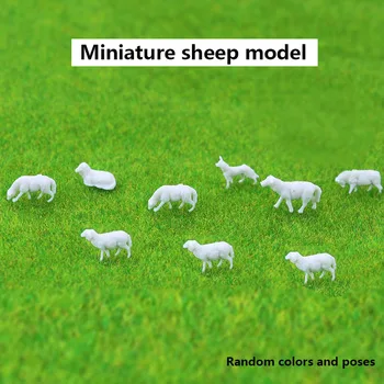 Имитационная Миниатюрная модель животного Белого барана Для строительства фермы, Песочный стол, Материалы для макета сцены, наборы для Диорамы 10 шт.