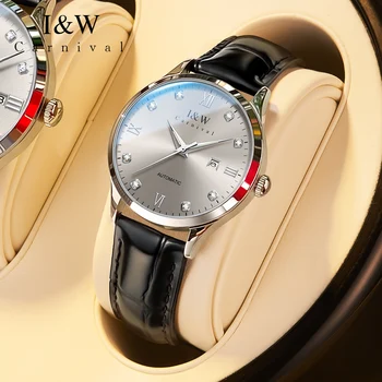 Часы высокого класса серии Carnival IW, полностью автоматические механические часы NH36A, Модный Календарь недели с бриллиантами, Водонепроницаемые часы для женщин