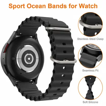 Океанский Ремешок для Samsung Galaxy Watch 4/5 44 мм 40 мм/5 Pro 45 мм Силиконовый 20 мм/22 мм Спортивный браслет Galaxy 4 Classic 42 мм 46 мм