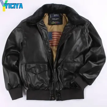 YICIYA, кожаная куртка, пальто, бомбер, женская зимняя утепленная новая верхняя одежда, университетские бейсбольные пилотские куртки, мотоциклетный топ оверсайз