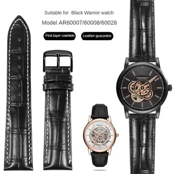 Ремешок для часов из натуральной Кожи, Подходящий Для Мужчин Серии Black Samurai AR60007 60008 60012 С Прямым Интерфейсом, Ремешок для Часов из воловьей Кожи 20/22 мм