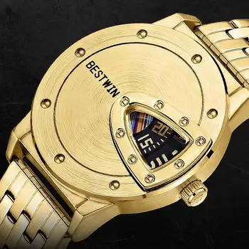 Bestwin Люксовый бренд, Трендовые крутые мужские наручные часы с технологией из нержавеющей стали, Модные кварцевые часы для мужчин Relogio Masculino