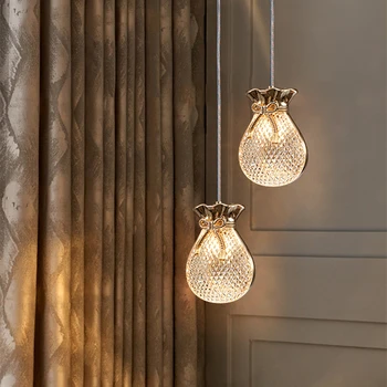 Современные Хрустальные Подвесные светильники Lucky Gold Magic Bag Прикроватная Лампа, Светодиодная креативная Люстра для гостиной с проживанием в семье, Обеденный стол