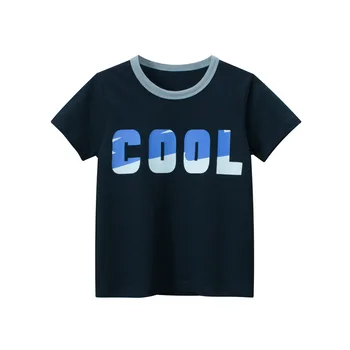 Новинка лета 2023, детская одежда для мальчиков, хлопковая футболка с коротким рукавом и буквенным принтом, детская одежда, топ для мальчиков, прямая поставка