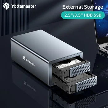 Корпус для внешнего накопителя Yottamaster 2Bay с поддержкой USB3.0 (5 Гбит/с) 32 ТБ HDD и SSD SATA Внешний жесткий диск (FS2U3