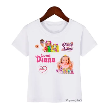 Новая футболка для девочек, Милые Детские футболки с мультяшным принтом The Kids Diana Show, Летняя Модная Одежда Для девочек, Белая Розовая Рубашка, Топы