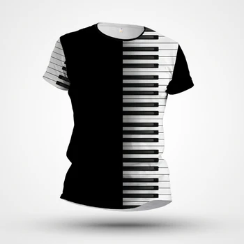 2023 Летняя новая мужская футболка с перекрестной каймой, лидер продаж, 3D цифровая печать, пианино, Короткий рукав, Повседневный модный топ с круглым вырезом