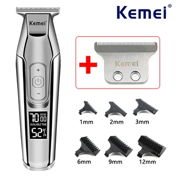 Kemei KM-5027 Профессиональная Машинка для Стрижки волос для Мужчин с ЖК-Дисплеем, Машинка Для Стрижки Волос 0 мм, Беспроводная Машинка Для Стрижки Волос, Зарядка через USB