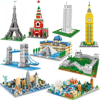 Всемирно известные достопримечательности, 3D модели строительных игрушек, Вид на улицу, Миниатюрные строительные блоки, сборка декоративных игрушек Без коробки