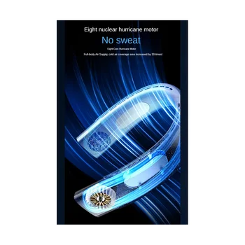 Шейный вентилятор, Электрический Беспроводной Вентилятор, USB Перезаряжаемый Мини-Вентилятор, Охлаждающий, Безлопастный, Немой Шейный вентилятор, Королевский синий