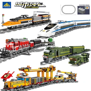 Городской Поезд с дистанционным управлением Harmony, высокоскоростная железная дорога, Электромобиль, строительные блоки, технический трек, кирпичи, игрушки для детей, подарки