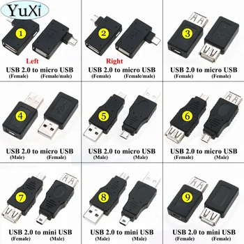 YuXi Black OTG 5pin F/M Mini USB Micro USB Адаптер Конвертер между мужчинами и женщинами Адаптер USB 2.0 Гаджеты для телефона Конвертер