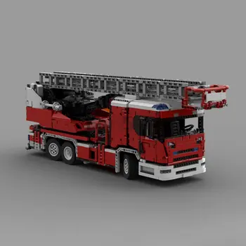 Пожарная машина MOC-60361 L с поворотным столом, лестницей, четырьмя дистанционными двигателями, строительными блоками, игрушками для вышивания