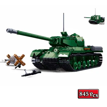 Военная серия Второй мировой войны Советский тяжелый танк ИС-2 Коллекция орнаментов Строительные блоки кирпичи игрушки подарки