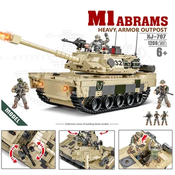Современная Америка M1 Abrams Основной боевой танк тяжелая броня форпост Военная модель Сборка Мега блок WW2 армейские фигурки кирпичная игрушка