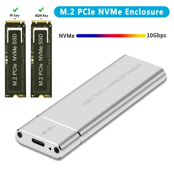 Новый Корпус твердотельного накопителя NVMe M2 Внешний Корпус Твердотельный накопитель NVME Корпус PCIE 10 Гбит/с USB 3.1 Gen2 USB C Адаптер Алюминиевая Коробка M.2 Корпус твердотельного накопителя NVMe