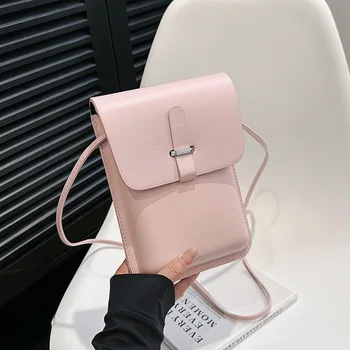 Женская сумка через плечо из искусственной кожи, роскошная сумка для мобильного телефона, высококачественная сумочка и кошелек, клатч, однотонные сумки через плечо для женщин