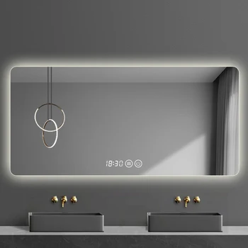 Светодиодные Часы с Подсветкой Зеркала в ванной комнате Bluetooth Настенное Умное зеркало для макияжа в ванной Комнате Без запотевания для Бритья Espejo Сравнению с Мебелью для дома