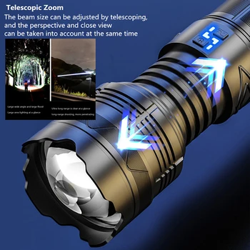 Мощный светодиодный мощный супер яркий длинный фонарик Torch zoom usb Перезаряжаемый Ультра открытый Тактический ручной фонарь для кемпинга