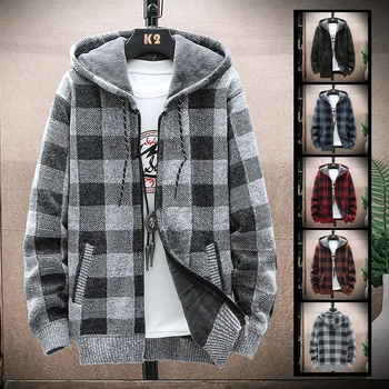 Мужской зимний свитер, кардиган на молнии, повседневное вязаное пальто из плотного флиса, Модный новый бренд, качественная мужская одежда, холодное пальто