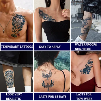 Временная татуировка для взрослых мужчин женщин, полупостоянные татуировки, водонепроницаемые, долговечные, 2 недели, реалистичные поддельные татуировки, подарок