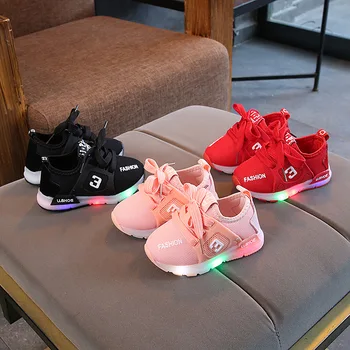 Размеры 21-30, Детские кроссовки со светодиодной подсветкой на подошве, Детская обувь со светодиодной подсветкой для девочек, Новые Сверкающие кроссовки для мальчиков, Детская обувь G08012