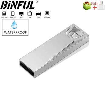 Накопитель BINFUL 128 ГБ флэш-памяти usb 64 ГБ металлическая флешка 4 ГБ 8 ГБ Ключ USB флэш-накопители 32G cle usb-накопитель Type-C micro подарок