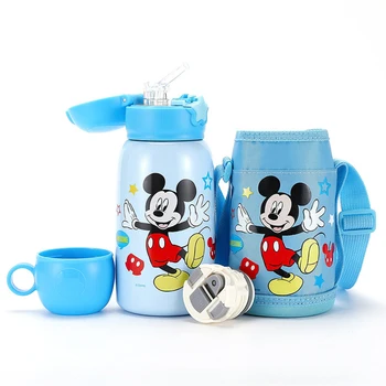 Disney 600 мл Детская чашка для воды с Микки Маусом с соломенным шнурком Бутылка для мальчиков и девочек начальной школы Детский Портативный чайник для воды