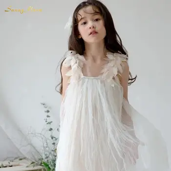 Модное летнее платье принцессы без рукавов для маленьких девочек в иностранном стиле с открытой спиной для малышей, платье из какашечной пряжи от 3 до 14 лет