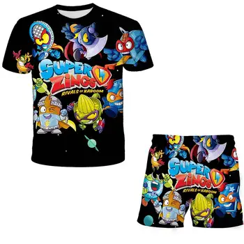 Мода 2023 года, Новая футболка Super Zings Series 4 для маленьких мальчиков + шорты, Детский костюм Superzings с принтом для девочек, повседневные детские комплекты, топ для девочек