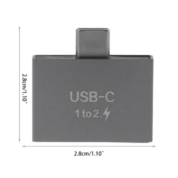 Разъем USB C для подключения двух разъемов USB C для подключения разветвителя, адаптера-удлинителя для зарядного устройства USB C PD для ПК, ноутбука
