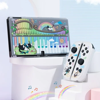 2022 Новый Музыкальный переключатель Cat OLED Защитная оболочка Жесткий чехол Прозрачный Разъемный защитный чехол Joy-con для Nintendo Switch OLED