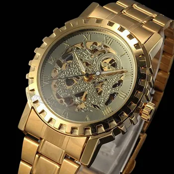 Часы мужские 2016 Топ люксовый бренд золотой механический Ручной Завод reloj hombre стальной ремешок мужские часы наручные relogio masculino