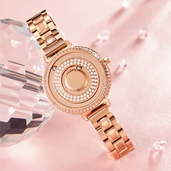 EUTOUR, Женские часы с магнитным шаром, Роскошные Модные женские часы из розового золота, Повседневные Водонепроницаемые Кварцевые часы 2021