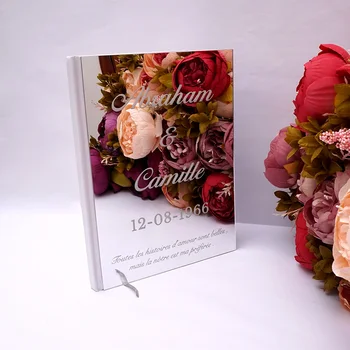 Персонализированный альбом, Зеркальная Белая пустая свадебная подпись, гостевая книга, акриловая наклейка на заказ, книга регистрации гостей, декор для вечеринки