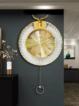 Роскошные настенные часы в Скандинавском Стиле для гостиной, Простые светящиеся карманные часы, Модные Креативные декоративные часы, висящие на стене