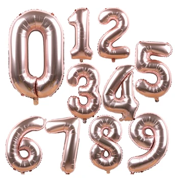 40-дюймовые воздушные шары из фольги с цифрами из розового золота, гелиевые шары с большими цифрами, свадебные украшения, принадлежности для вечеринки с Днем рождения, детский душ