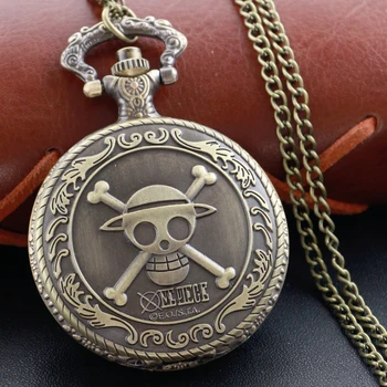 Костяной Знак Пирата Кварцевые Карманные часы Ожерелье в стиле Стимпанк Часы Металлические Часы из Нержавеющей Стали Кулон с короткой цепочкой Подарок Cf1266