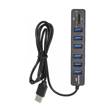 1 шт. для ПК 6-портовый USB-концентратор Адаптер с Micro SD и SD-кард-ридером USB 2.0 Expander Splitter для ноутбука Аксессуары для ноутбуков