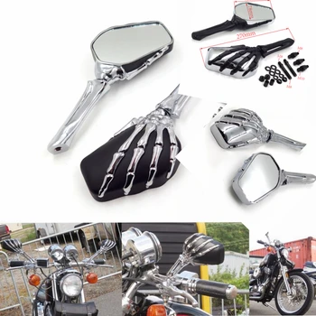 Вторичный рынок Для Honda/Kawasaki/Harley Heritage Springer Sportster Dyna Glide Softail V-Образный Стержень Хромированный Коготь Череп Мотоциклетное Зеркало
