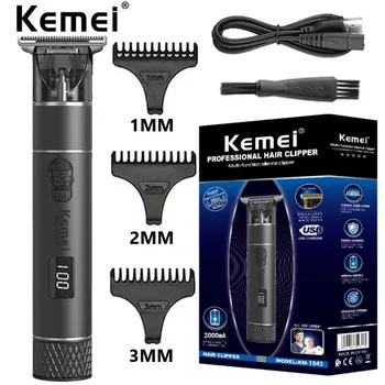 kemei 1943 Pro ЖК-дисплей профессиональный триммер для волос для мужчин электрическая машинка для стрижки бороды парикмахерская беспроводная машинка для стрижки волос
