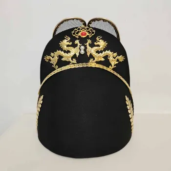 Древнекитайская официальная шляпа Hanfu, мужская черная газовая Шляпа, Шерстяная шляпа Династии Мин, Шляпа Hanfu, Черная для мужчин