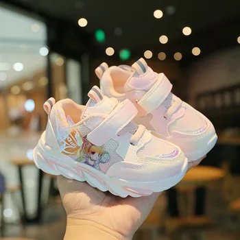 2021 Летняя Осенняя спортивная обувь для маленьких девочек, Розовые Дышащие кроссовки для малышей, Детская Повседневная обувь, Детские кроссовки для бега 21-30