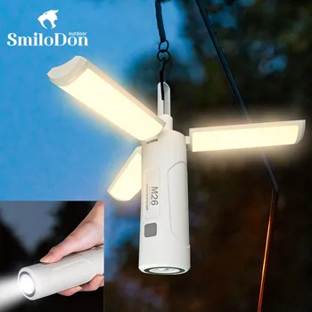 SmiloDon 3500 мАч светодиодные фонари для кемпинга USB TYPE-C, перезаряжаемые для уличного фонаря для палатки, Портативный Складной фонарик, Аварийная лампа