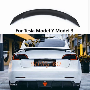 Для Tesla Модель Y Модель 3, задний спойлер из углеродного волокна, крыло багажника, Стиль RT 2017-2022, FRP, матовый углерод
