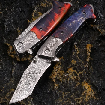 Открытый портативный складной нож высокой твердости, защитный нож, походный нож для выживания, Дамасский стальной многоцелевой коллекционный нож