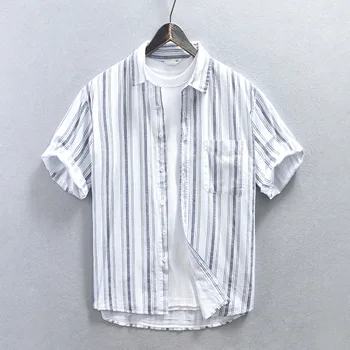 Летняя повседневная мужская рубашка из хлопка свободного кроя в стиле ретро марки tide
