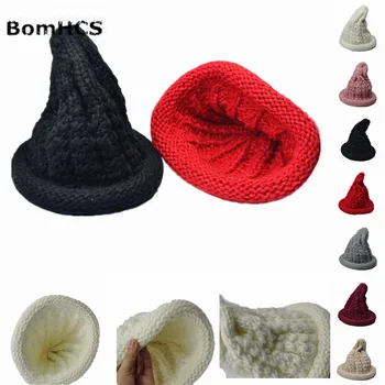 BomHCS Комфортная мягкость, милая женская осенне-зимняя теплая 100% Вязаная шапка ручной работы, Бини, Вязаная крючком, Обжимная кепка с козырьком