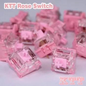 Переключатели KTT Rose Механическая клавиатура Линейный 3-контактный Розовый переключатель RGB Прозрачный Настройка игрового переключателя GK61 SMD MX